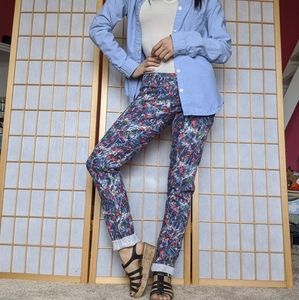 Splatter floral print skinny jeans